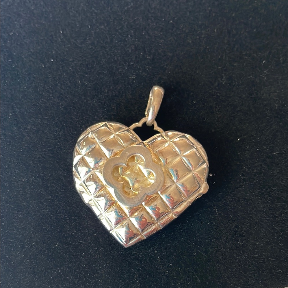 Heidi Klum Quilted Silver Heart Pendant Locket